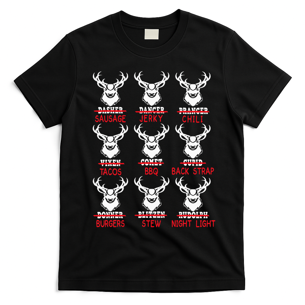 Christmas Deer Bow Hunting Santa Hunter T-Shirt - Black