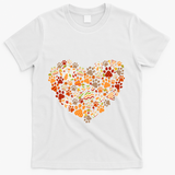 Cute Dog Cat Paw Print Pumpkin Autumn Leaf Fall Thanksgiving T-Shirt - White