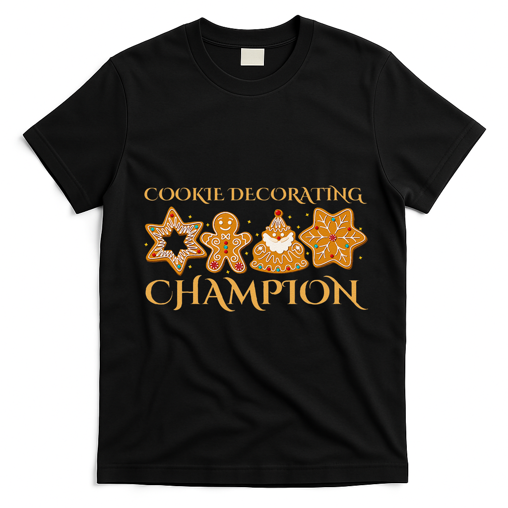 Cookie Decorating Champion Baking Christmas Family Matching T-Shirt - Black