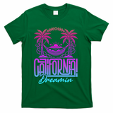 California Dreamin Colorful 1990s Retro T-Shirt - Green