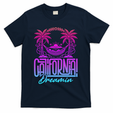 California Dreamin Colorful 1990s Retro T-Shirt - Navy