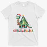 Chrismasaurus Dinosaur Christmas Tree Cute T-Shirt - White
