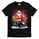 Christmas Drummer Funny Santa Claus On Drums For Music Lover T-Shirt - Black