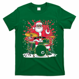 Christmas Drummer Funny Santa Claus On Drums For Music Lover T-Shirt - Irish Green