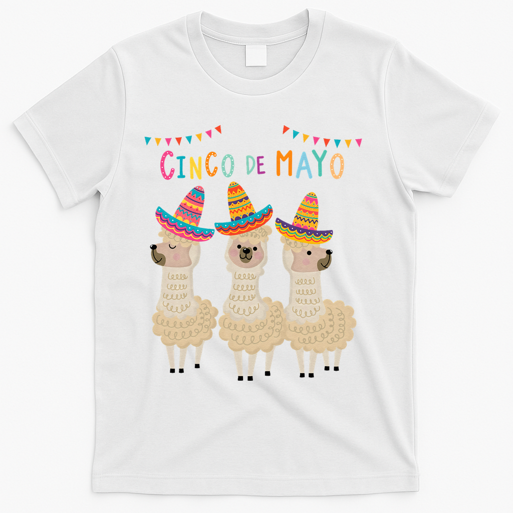 Cinco De Mayo Llama Fiesta T-Shirt - White