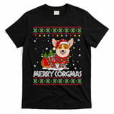 Corgi Dog Merry Corgmas Santa Corgi Ugly Christmas T-Shirt - Black