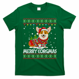 Corgi Dog Merry Corgmas Santa Corgi Ugly Christmas T-Shirt - Irish Green