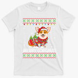 Corgi Dog Merry Corgmas Santa Corgi Ugly Christmas T-Shirt - White