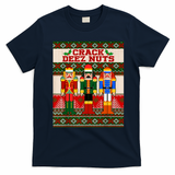 Crack Deez Nuts Nutcracker Ugly Christmas Sweater T-Shirt - Navy Blue