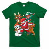Christmas Dabbing Santa Elf Deer Gingerbread Man & Snowman T-Shirt - Irish Green