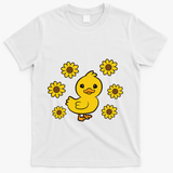 Cute Duck Summer Sunflower Kawaii Duck T-Shirt - White