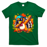 Cute Dabbing Thanksgiving Turkey Fall Vibes T-Shirt - Green