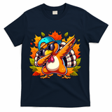 Cute Dabbing Thanksgiving Turkey Fall Vibes T-Shirt - Navy