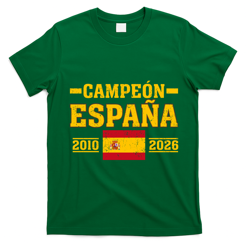 Campeón España 2010-2026 Vintage Soccer T-Shirt - Irish Green