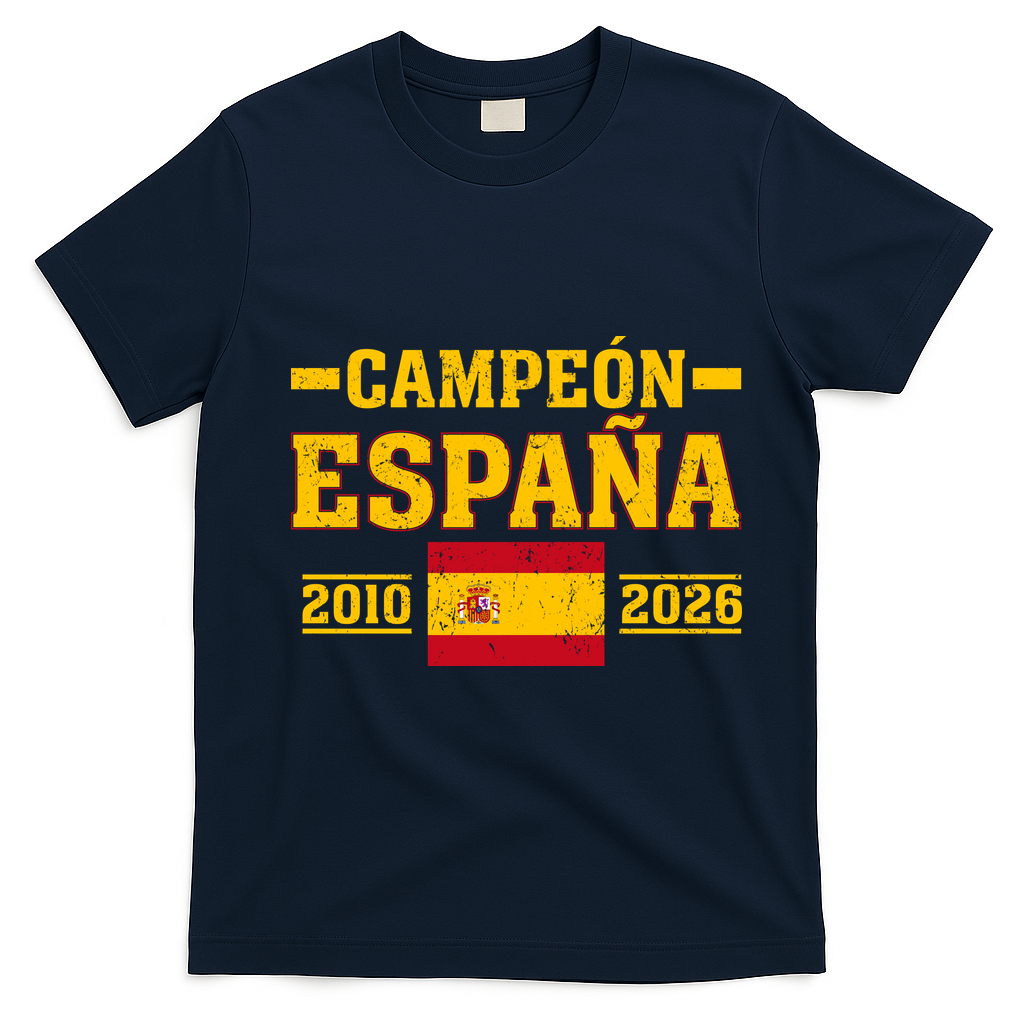 Campeón España 2010-2026 Vintage Soccer T-Shirt - Navy Blue
