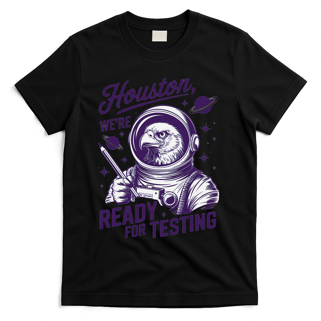 Cool Eagle Astronaut Houston Were Ready For Testing Teacher T-Shirt - Black
