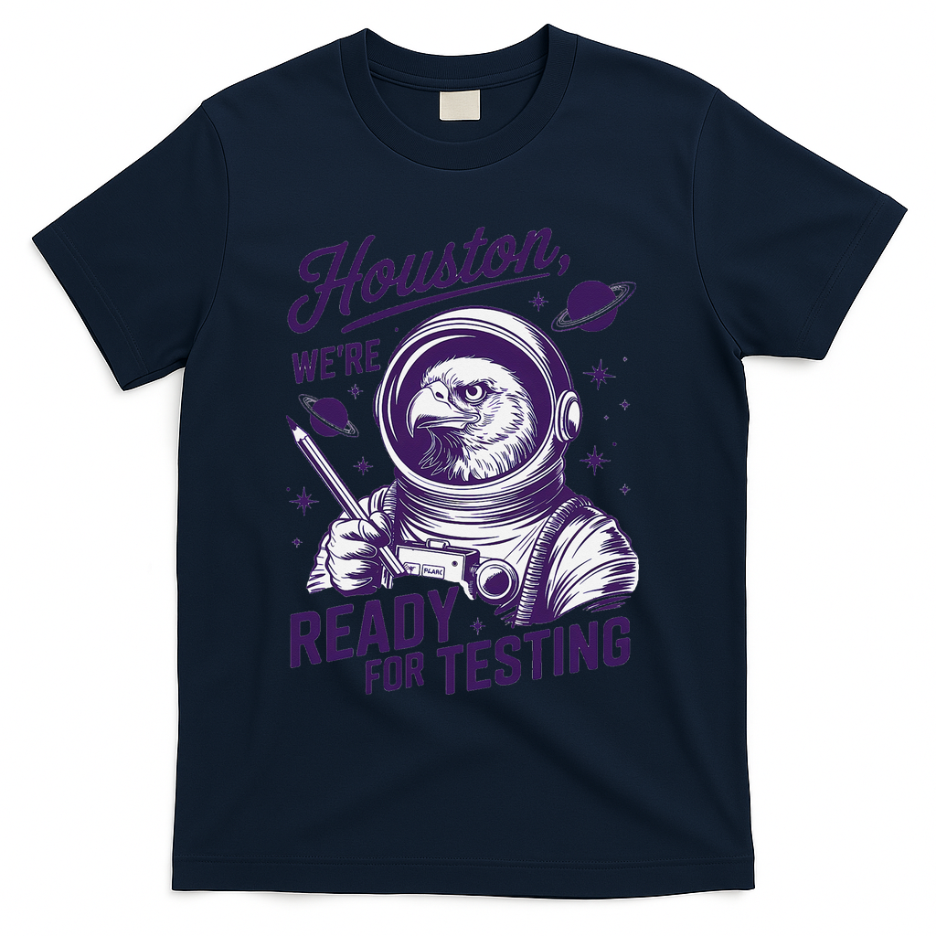 Cool Eagle Astronaut Houston Were Ready For Testing Teacher T-Shirt - Navy