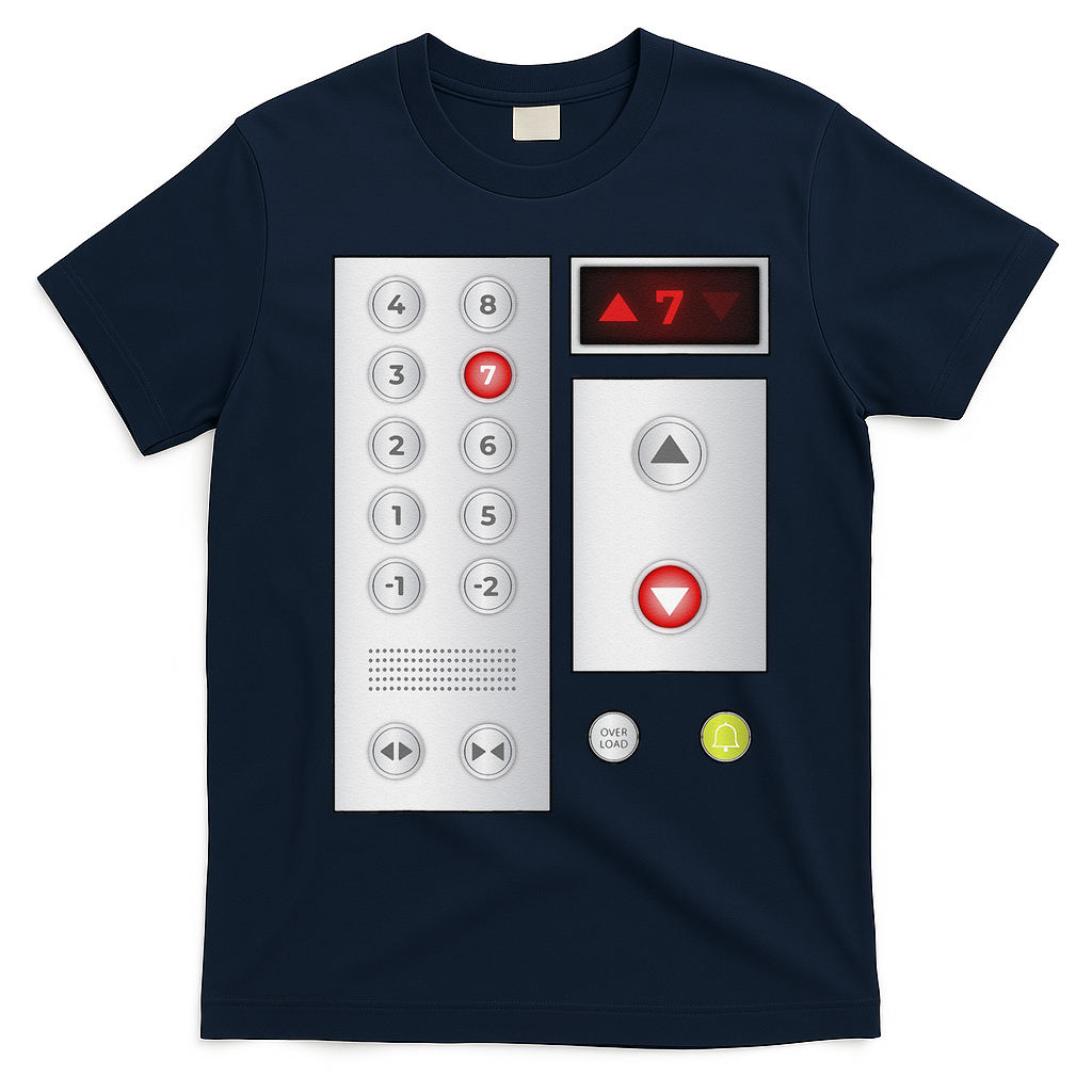 Cool Elevator Buttons Art Funny Funny Lift Halloween Costume T-Shirt - Navy Blue