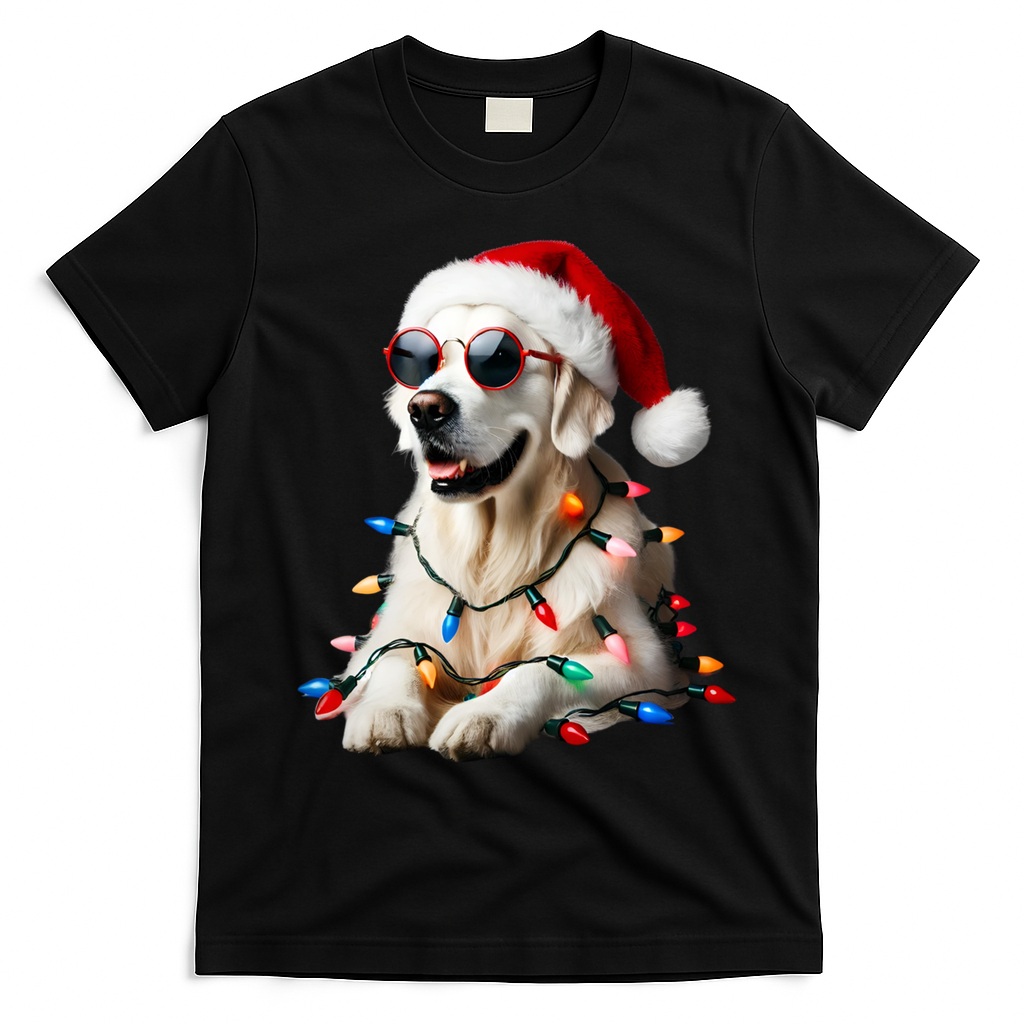 Christmas English Cream Golden Retriever Mom Dog Puppy Xmas Cool Gift T-Shirt - Black