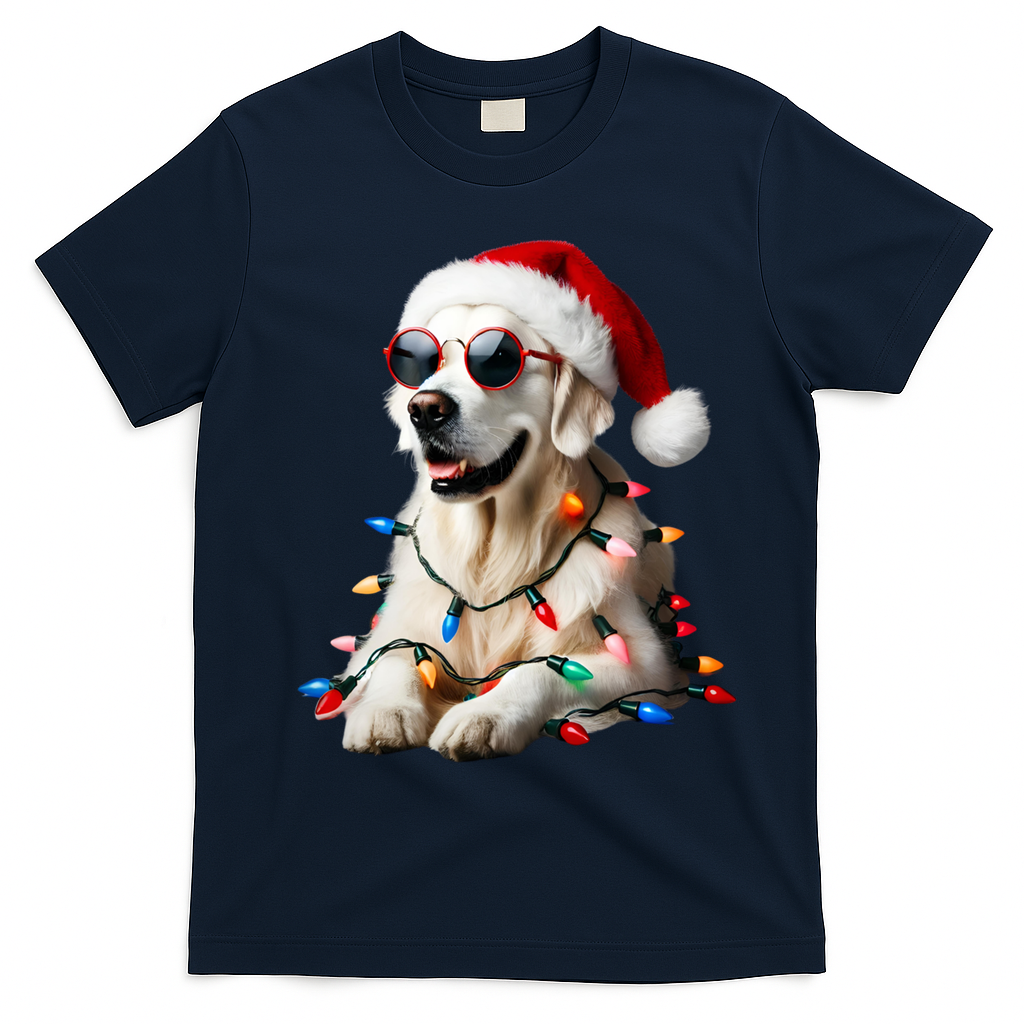 Christmas English Cream Golden Retriever Mom Dog Puppy Xmas Cool Gift T-Shirt - Navy Blue