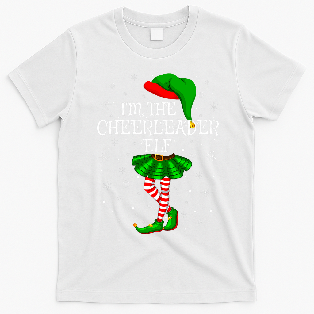 Cheerleader Elf Christmas Matching Family Elf T-Shirt - White