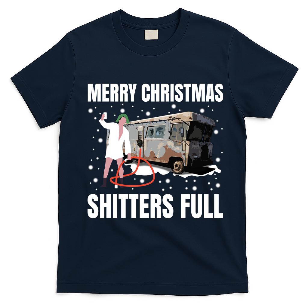 Cousin Eddie Merry Christmas Shitters Full T-Shirt - Navy Blue