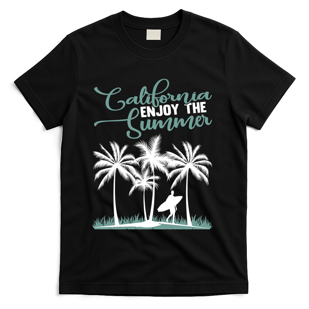 California Enjoy The Summer Surf T-Shirt - Black