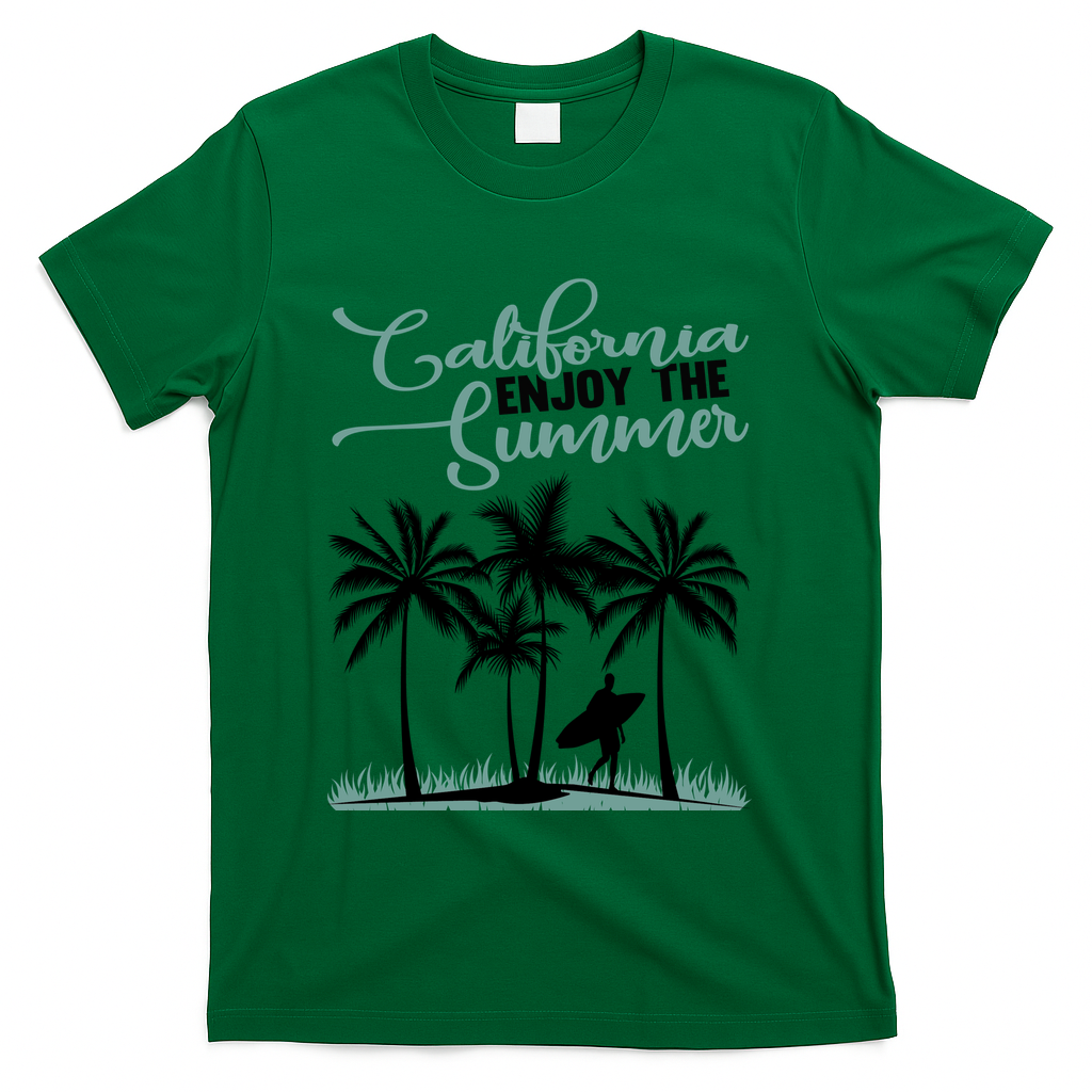 California Enjoy The Summer Surf T-Shirt - Green