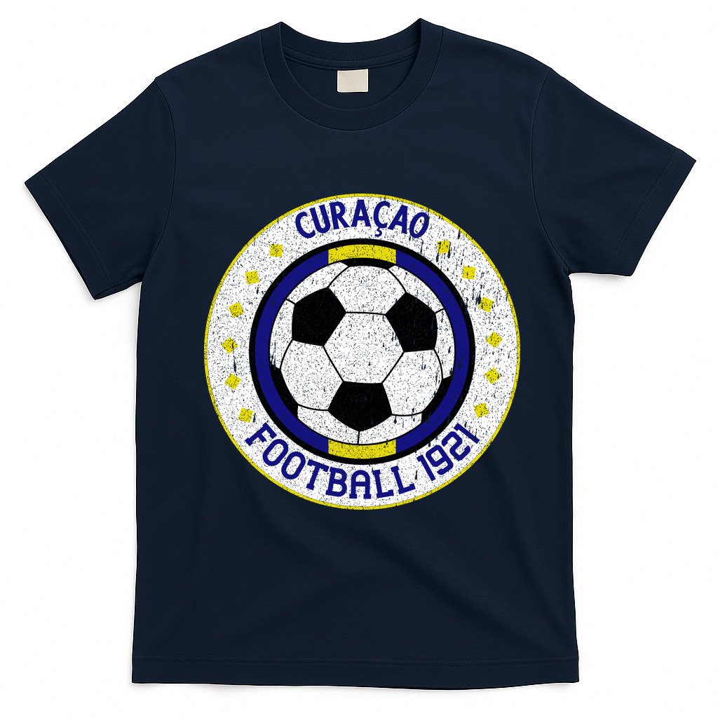 Curaçao Football 1921 Vintage Soccer Crest T-Shirt - Navy Blue