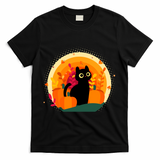 Cute Fall Autumn Lover Black Cat And Pumpkins T-Shirt - Black