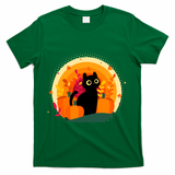 Cute Fall Autumn Lover Black Cat And Pumpkins T-Shirt - Green
