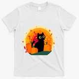 Cute Fall Autumn Lover Black Cat And Pumpkins T-Shirt - White