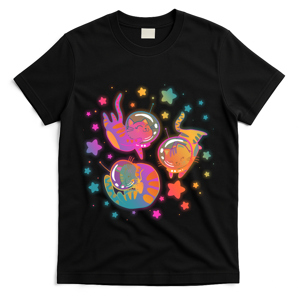 Cute Funny Astronaut Space Kitty Cats T-Shirt