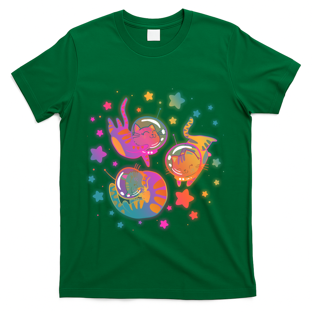 Cute Funny Astronaut Space Kitty Cats T-Shirt