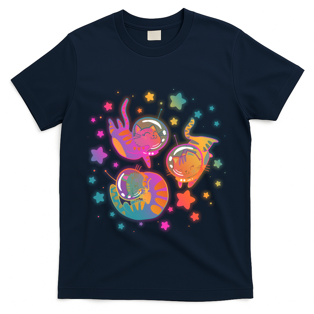 Cute Funny Astronaut Space Kitty Cats T-Shirt