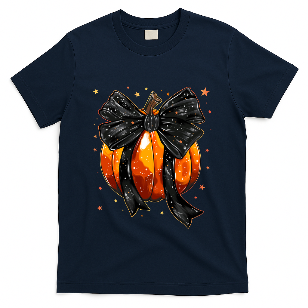 Cute Fall Autumn Halloween Pumpkin T-Shirt - Navy