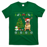 Cute French Bulldog Dog Santa Hat Ugly Xmas Lights Gift T-Shirt - Irish Green