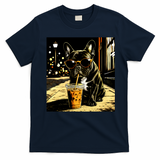 Cool French Bulldog Iced Coffee And Sunglasses T-Shirt - Navy Blue