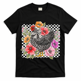 Checkered Flower Chicken Hen Lover Wildflower Chicken Mama T-Shirt