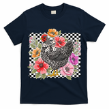 Checkered Flower Chicken Hen Lover Wildflower Chicken Mama T-Shirt