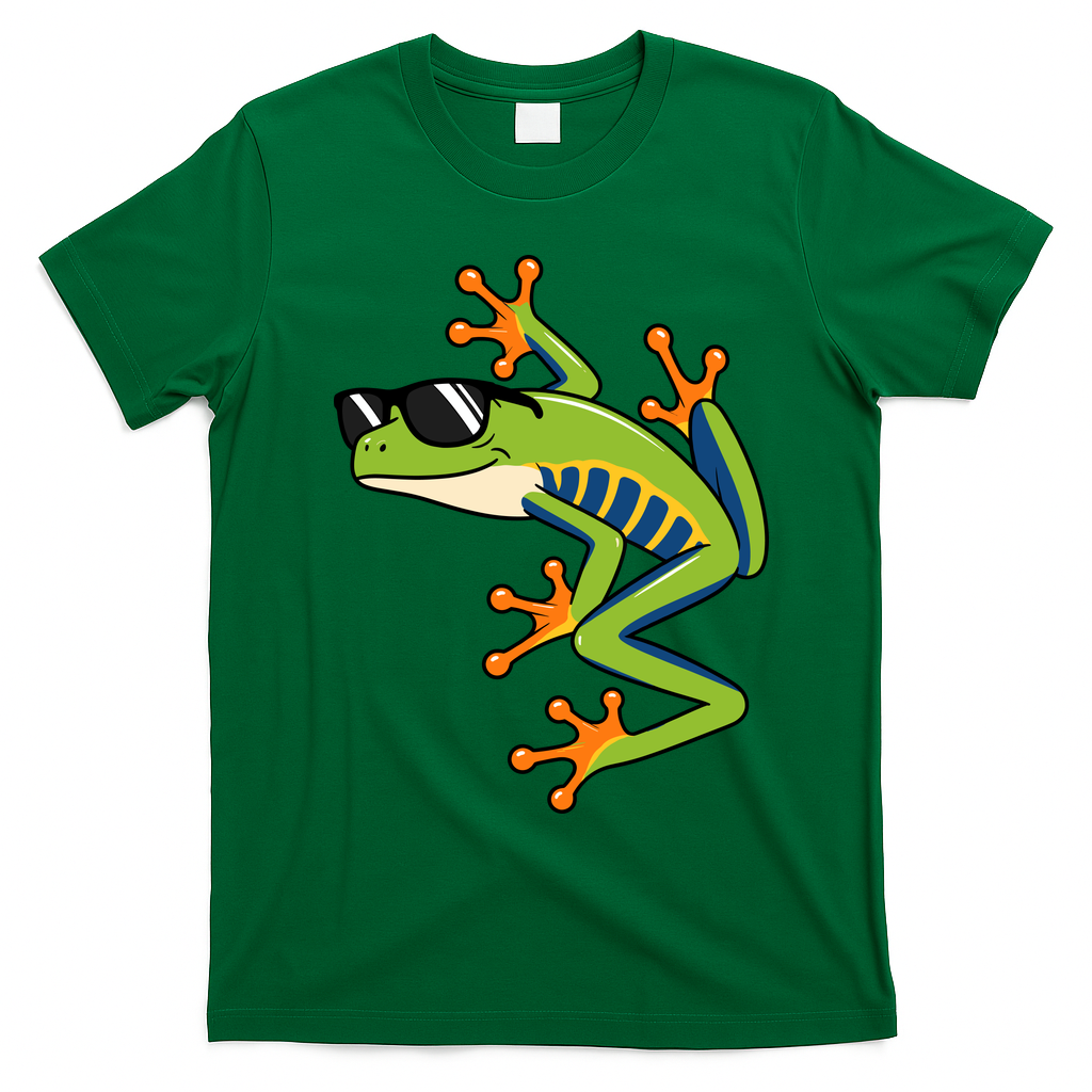 Cool Fun Cartoon Frog Sunglasses Summer Beach T-Shirt - Irish Green