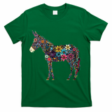 Cute Flower Donkey On Summer Floral Donkey T-Shirt - Green