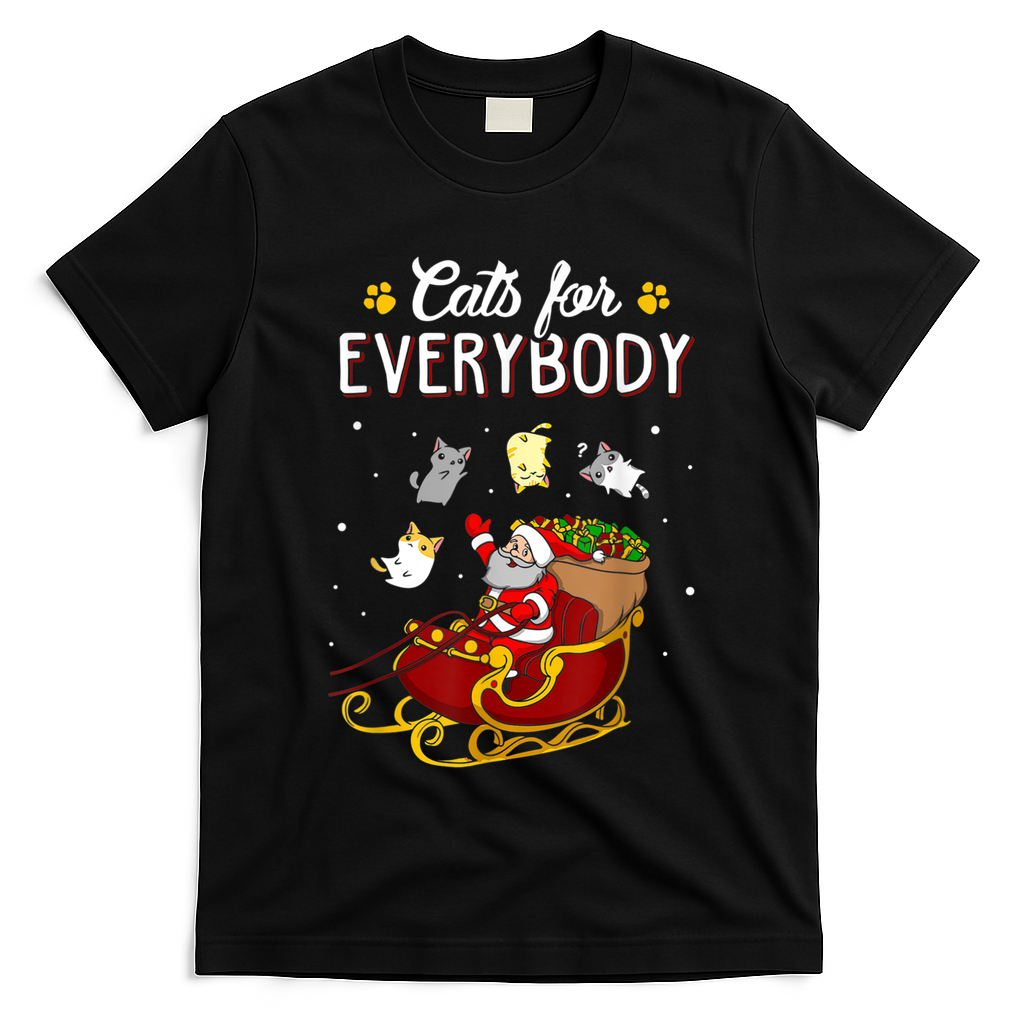 Cats For Everybody Ugly Christmas Cat Funny Xmas T-Shirt
