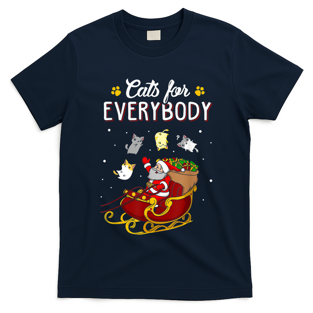Cats For Everybody Ugly Christmas Cat Funny Xmas T-Shirt