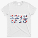 Cute Floral Flower Varsity Style 1776 America USA  T-Shirt - White