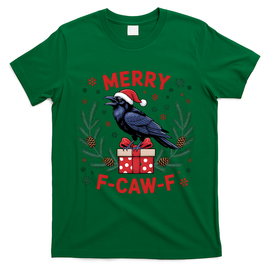 Christmas F-Caw-F Funny Raven XMas T-Shirt - Irish Green