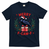 Christmas F-Caw-F Funny Raven XMas T-Shirt - Navy Blue