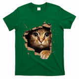 Cute kitten looks from torn fabric - Cats  T-Shirt