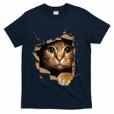 Cute kitten looks from torn fabric - Cats  T-Shirt