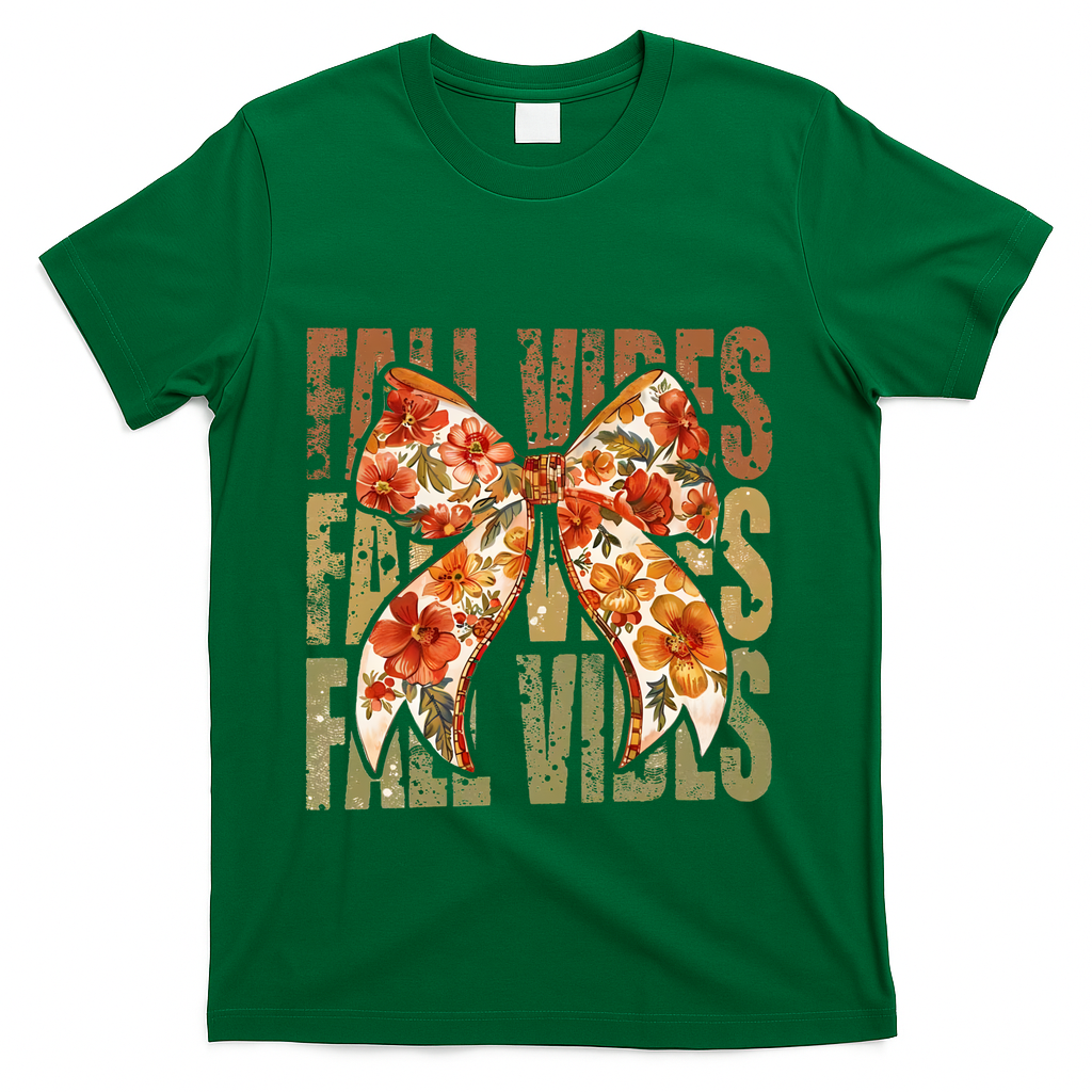 Coquette Floral Fall Vibes Autumn T-Shirt - Green